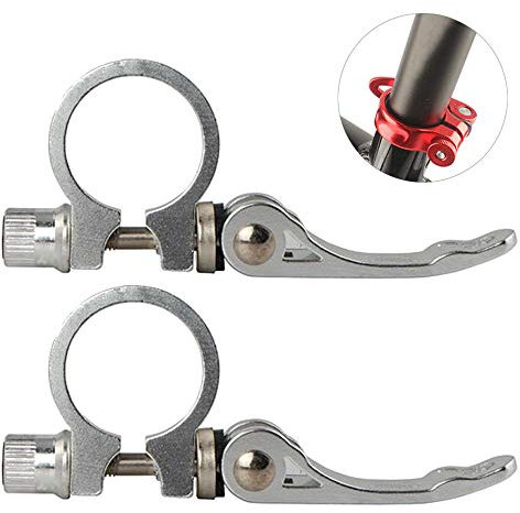 DAZISEN Bicycle Seat Tube Clip - Aluminium Alloy Ultralight Quick Release Road Bike Seatpost Seat Post Clamp 34.9mm Silver,2*Silver,34.9mm