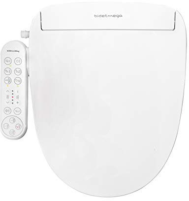 Coway Bidetmega 150 Smart Electronic Bidet Seat with Innovative i-Wave Technology (for Elongated Toilet Bowl), White, Model Number: Bidetmega 150E