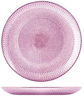 H&h set 6 piatti frutta glam in vetro rosa cm21