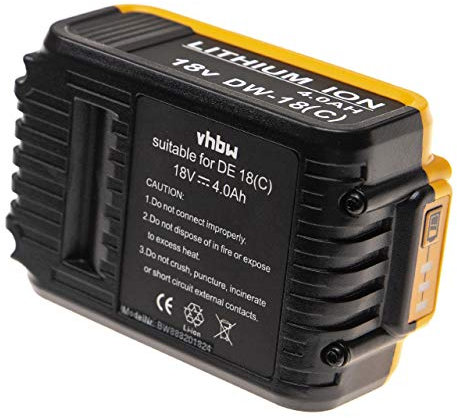 vhbw Akku kompatibel mit Dewalt DCD797, DCD980, DCD796, DCD796D2, DCD795S2, DCD796P2, DCD796NT Elektrowerkzeug (4000 mAh, Li-Ion, 18 V)