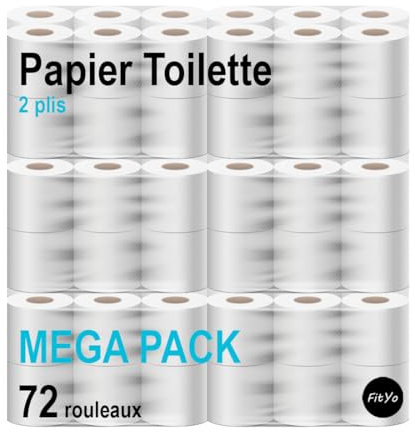 FitYo - Mega Pack de Rouleaux de Papier Hygiénique - Double Epaisseur - Usage Domestique ou Professionnel (72 rouleaux)