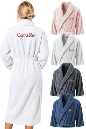 KDO MAGIC Peignoir de bain Personnalisé pour Femme | Idée cadeau | Sortie de bain | 100% Coton | Prénom brodé | Cadeau Fête des mères | Maman | Mamie | Anniversaire | Noël