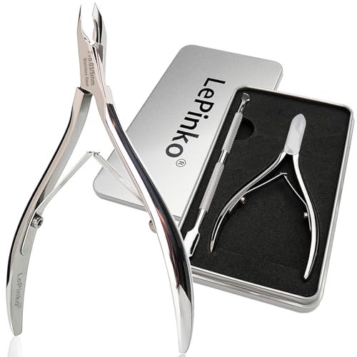 LePinko Salon-Quality Cuticle Trimmer with Cuticle Remover, Super Labor-saving Cuticle Cutter, Sharp Cuticle Clippers for Manicurist, Professional Pedicure Manicure Nail Care Tool, 5mm Jaw