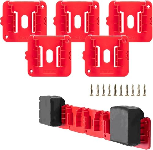 5PCS Rozlchar Batteriehalter Kompatible für for Milwaukee 18V Akku Wandhalterung Geeignet für 48-11-1815 48-11-1828 48-11-1850 48-11-1860 (mit 10 Schrauben, Keine Batterie)