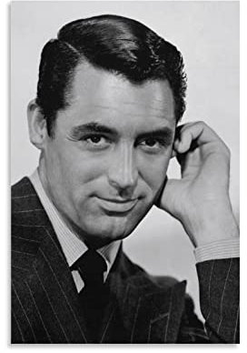 XXJDSK Foto Auf Leinwand Cary Grant Retro-Foto-Cary Grant Schwarz-Weiß-Portrait-Poster-Retro-Wandkunst-Home 60X90cm Kein Rahmen