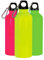 BSSTORE Borraccia Colori Fluo con Tappo in Plastica e Moschettone (500ml) in Alluminio - Per Escursioni, Sport, Campeggio, Bicicletta, Fitness, Yoga, Scuola, Palestra. (Giallo)