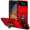 Jiyu Funda Compatible con Samsung Galaxy Z Flip 4 5G Carcasă Armor Militar Cubierta de Cámara Deslizante Proteger Fundas con 360 Full Protección Anillo Soporte Silicona Estuche Cover Case,Rojo