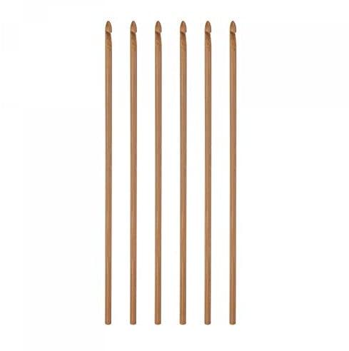 sourcing map Wooden Bamboo Crochet Hook 3.5mm US Size E (Size 4) Knitting Needles for DIY Craft Yarn 6Pcs