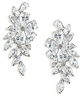 Clearine Ohrringe Zirkonia Marquise Tropfen Ohrstecker Hochzeit für Damen Klar Silber-Ton