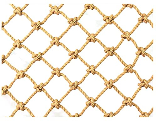 Hanfseilnetz Kinder Klettergerüst Netz Seilnetz Kletternetz Spielplatz Kinder Kind Felsleiter Wand Hängematte Baumhaus Baumhaus Durchmesser 8 mm, 10 mm, 12 mm (Farbe: 8 mm, Größe: 1 x 1 m)