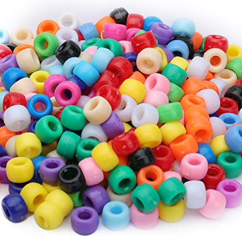 1000 PCS Pony Perlen Kunststoff Perlen für Armband, mehrfarbige Perlen für Haar Flechten, DIY Handwerk, Kandi Schmuck, Schlüsselanhänger und Ornamente Dekorationen