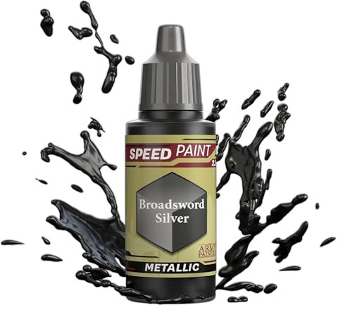The Army Painter Speedpaint Broadsword Silver 2.0, Single Acrylic Paint 18ml One-coat Painting Soloution For Fantasy Tabletop Miniatures Like Warhammer 40k and Dungeons And Dragons Figures