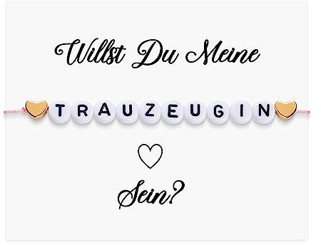 EBOOT Brautjungfer Armband Set mit Verstellbarem Trauzeugin Armband und Brautjungfer Fragen Karte - Handgemachte Trauzeugin Fragen Geschenke