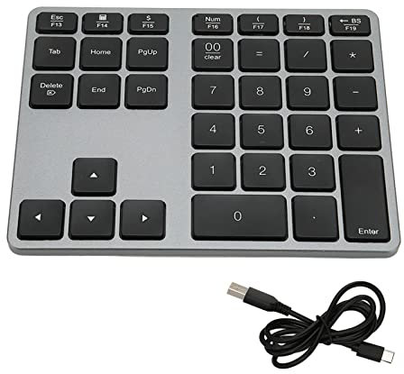 Nummernblock, 35 Tasten BT5.0 Kabelloser Ziffernblock, Wiederaufladbare Nummernblock Tastatur für Desktop Laptop Tablet, Ultraschlankes Aluminium Design