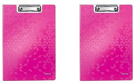 Leitz 41990023 Klemmmappe WOW, A4, pink metallic (Packung mit 2)