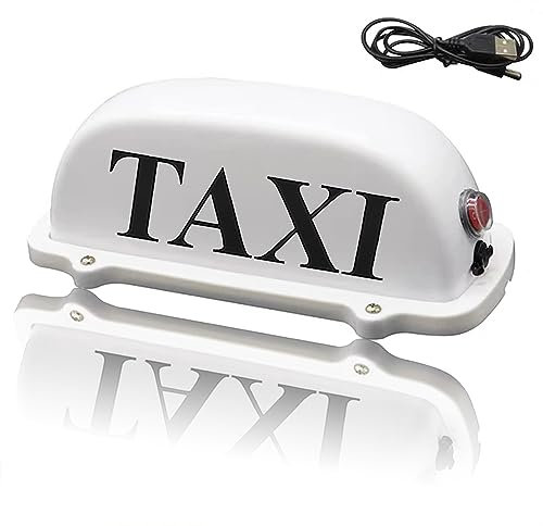 viliery Panneau lumineux de toit de taxi avec batterie rechargeable USB avec base magnétique étanche pour taxi, blanc