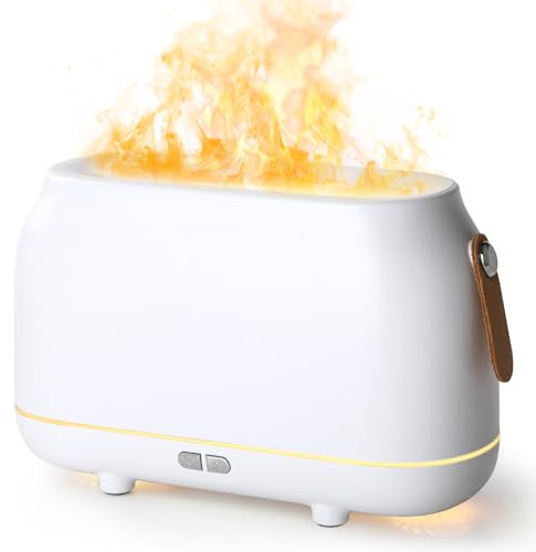GeeRic Aroma Diffuser für Duftöle, 200ml Ultraschall Luftbefeuchter,Flammeneffekt Diffusor für ätherische Öle,Raumbefeuchter Aromatherapie Öle Duftlampe mit 7 Farben LED Leichte