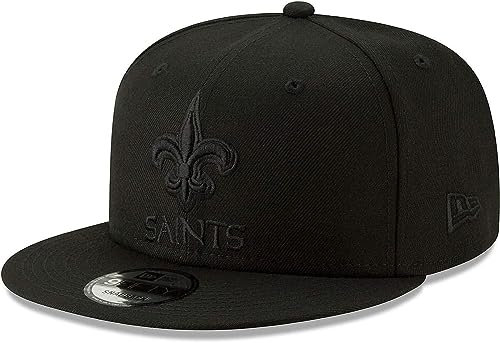 New Era NFL 9FIFTY Black On Black Adjustable Snapback Hat Cap One Size Fits All, New Orleans Saints, Einheitsgröße