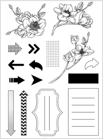 arriettycraft Transparente Stempel mit Blumenpfeilspitze für Kartenherstellung oder Tagebuch, Etikettenrahmen, Silikon-Gummistempel für Scrapbooking, Kunstzeitschriften, Papier, Basteln, Dekoration