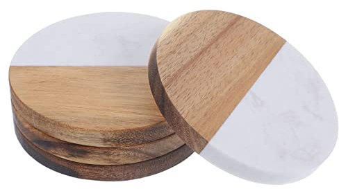 Alipis 4 Piezas Posavasos Jaspeados Posavasos De Media Madera Boho Posavasos Manteles De Madera Posavasos Decorativos Portavasos Posavasos Manteles Redondos Taza Mármol Colocar