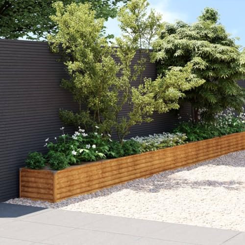 Gecheer Fioriera da Giardino in Acciaio Corten - Aiuola Rialzata 770x50x36 cm - Letto per Orto da Esterno Grande