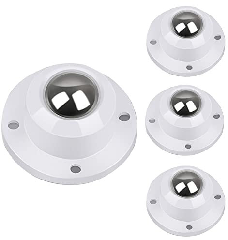 360° rotating casters, steel ball casters, non-punching wheels, storage box fixed casters, 4 pieces, replace the roller, silent casters, white