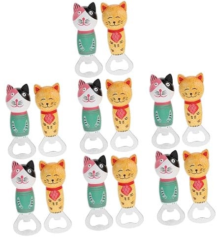 Alipis 14 Pz Apribottiglie Gatto in Legno Adesivo Magnetico Per Apriscatole Apribottiglie Magnete Lavagna Apribottiglie Adesivi Di Legno Multiuso Moutai