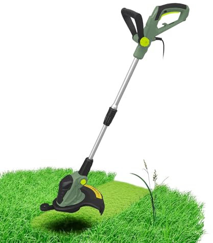 Avilia Tagliabordi Telescopico Elettrico - Rifinitore per Giardinaggio con Manico Estensibile, Taglio 22cm, 230V, 550W, 10000 giri/min, 115-145x25x12cm