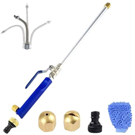 Hochdruckschlauch Düsen-Hochdruckreiniger, Jet Hochdruck-Hochdruckreiniger, Stab Ausziehbares Gartenschlauchende, Glasfenster-Reinigungssprühgerät Hausgarten Auto Wasserwäsche (Lüftertyp + Schwarz)