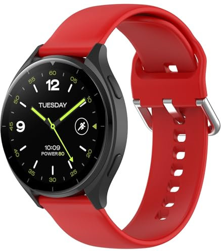 Wigento Für Xiaomi Watch 2 hochwertiges Silikon Solid Color Armband Metallschnalle Watch Ersatz Arm Band Größe L Rot