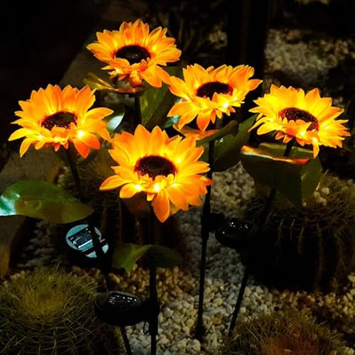 Fiori solari girasoli per giardino esterno 4 pezzi 1 fiore luci solari per esterno luci solari giardino IP65 impermeabile illuminazione giardino per decorazione giardino prato aiuole campi sentieri.