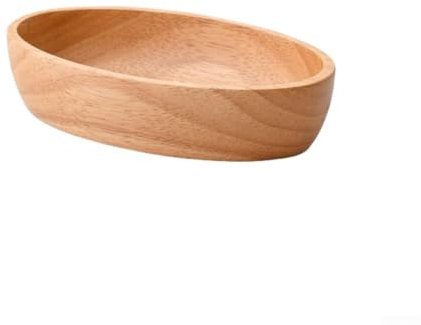 ZAMETTER Wooden Salad Bowl Multipurpose Boat Shaped Bowl Bread Fruits Bowl Snack Dessert Salad Bowl Hand Crafted Wooden Thickened Tray (20x12x 4.5cm)