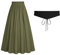 Damen Viktorianischer Rock Baumwolle mit Tasche A-Linie Party Maxi Rock Armeegrün XL