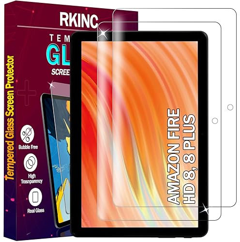 RKINC 2 Stück Schutzfolie für Amazon Fire HD 8-Tablet, Fire HD 8 Plus-Tablet (2022), Schutzglas Panzer HD Displayschutzfolie, 0,33 mm kratzfest, blasenfrei, lebenslangeGarantie