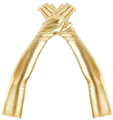 DAJISI Goldener Handschuh, 53CM Lange Handschuhe Damen, Feen Handschuhe 20er Jahre für Halloween Cosplay Abend Party