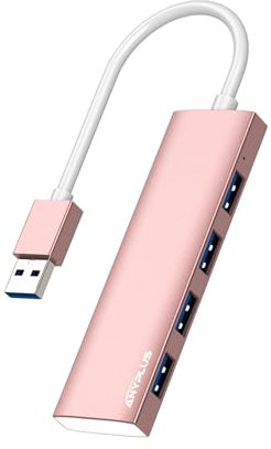 ANYPLUS Hub USB 3.0 en Alliage d'aluminium Ultra Fin, répartiteur USB Portable à 4 Ports, hub USB pour Ordinateur Portable, PC, MacBook, iMac, Surface Pro, Mac Pro, clé USB, XPS 【Rose】