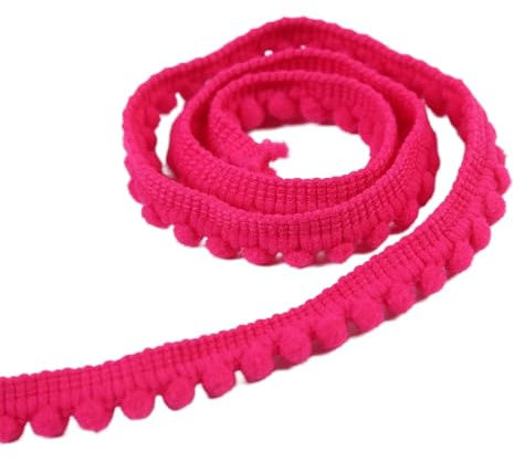10 Yards 10mm Mini-Pomponborte zum Basteln, Bommelborte Dekoband Bommelband,Pomponband Fransenborte Spitzenband Zierband Dekoborte Pompons Borte zum Nähen,DIY Basteln Apparel Kleidung,Dunkelrosa