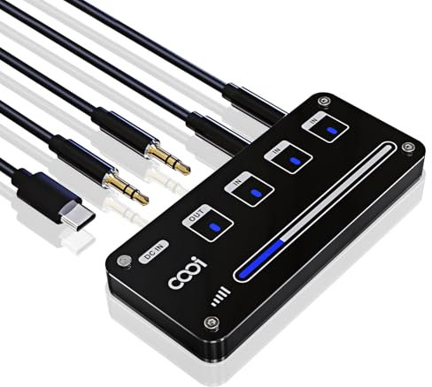 Cooidea 3-Kanal-Mischpult, AUX-Stereo-Audio Mixer Unterstützt 3 In 1 Out Mini- DJ-Mischer mit Touch ON/OFF-Schalter und Lautstärkeausgleich - Für PC, Telefon, Laptop, Kopfhörer