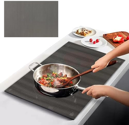 OMJMYY 52 * 78cm Protezione Piano Induzione,Tappetino Protettivo per Piano Cottura a Induzione,Tappetino in Silicone Antiscivolo (Magnetico) Riutilizzabile,Antiscivolo,Resistente al Calore,Grigio Nero