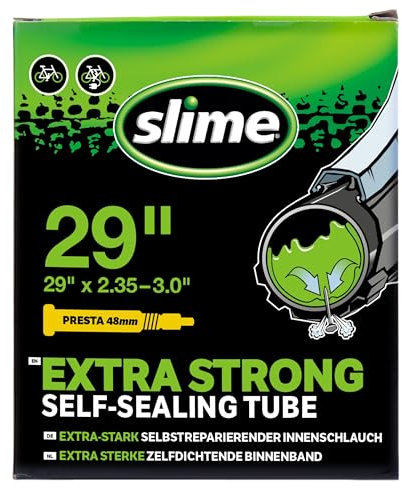 Slime 30101 Cámara de Aire para Bicicleta, Antipinchazos, con Sellante Slime, Sellado Autónomo, Prevenir y Reparar, Válvula Presta, 29' x 2.35-3.0'