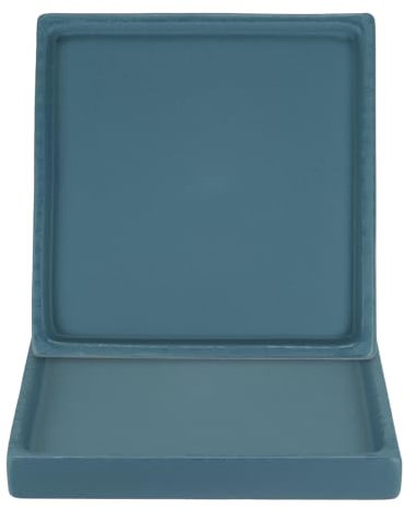 M METERXITY 2-Pack Ceramic Plant Saucer, 5 Inch Plant Water Catcher Tray, Plant Pot Saucers for Indoor/Outdoor Plants/Flower Drainage Drip Water Tray [Square Dark Blue]