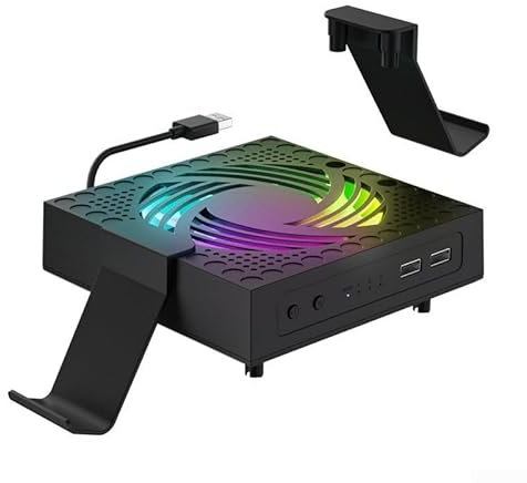 Ventilateur de refroidissement RVB pour Xbox Série X avec contrôle de la température, refroidissement efficace et solution de rangement pour casque (noir)