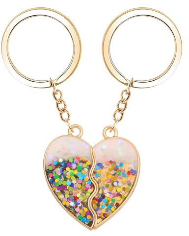 porte clé amitié pour 2 filles, coeur de 2 enfants correspondant à l'amitié porte clés magnétique significatif porte clés anniversaire noël graduation cadeau