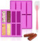 GlasFlength 2 Silikon-Backformen, 8 Mulden, Silikonform, rechteckig, antihaftbeschichtet, Muffins, Silikon, Finanzform für Brot, Kuchen, Schokolade, Kekse (Violett)