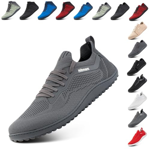 Hitmars Barefoot Shoes for Mens Womens Outdoor Lightweight Trail Running Minimalist Zero Drop Shoes Barefoot Trainers Breathable Walking Shoes Grey 8.5 UK