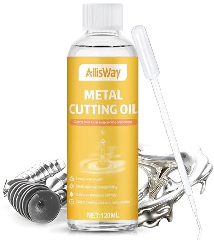 Allony Aceite de Corte de Alto Rendimiento con Gotero, Aceite para Cortes Todos los Metales, Adecuado para Serrar, Fresar, Tornear y Roscar, Reducir el Desgaste, Lubricación y Enfriamiento, 120 ml