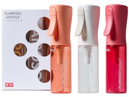 FLAIROSOL MyStyle, Spray Bottle for Hair- 3 Pack Small Travel Spray Bottle, Ultra Fine Continuous Water Mist for Face, Hairstyling, Salon, Cleaning, Beauty, Toners, Hydration & Makeup, 3.04oz / 90ml