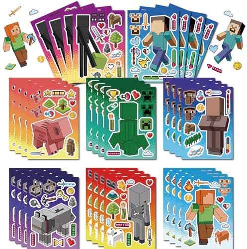 Ranlufly 16 Stück Aufkleber, DIY Cartoon Sticker Kinder Make-a-Face Selbstklebende Aufkleber, Erstelle deine eigenen personalisierten Aufkleber, Party Deko Geburtstagsgeschenk Tütenfüller Bastel Set
