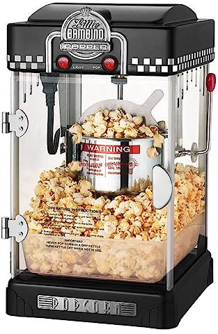 BOOZXCV Small Popcorn Popper Maker, Popcorn Popper Maker - Fully Automatic Commercial and Household Popcorn Machine for Kidss Parties and Home (Black)
