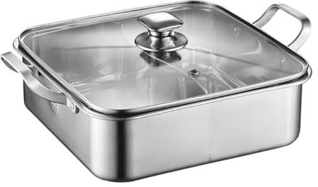 Alipis Marmite Double Compartiment Pour Fondue Chinoise Compatible Induction Et Gaz Marmite De Cuisine Compartimentée